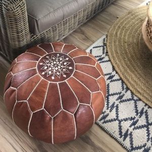 Moroccan Leather Pouf